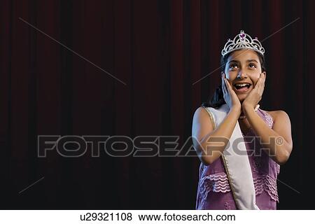 Teenage beauty queen surprised View Large Photo Image Stock Photo - Teenage beauty queen surprised . Fotosearch