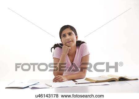 Stock Photo - Teenage girl thinking . Fotosearch