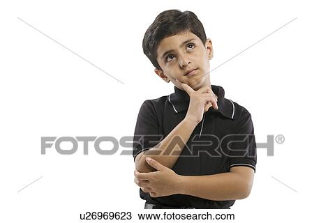 Stock Image - Young boy thinking . Fotosearch