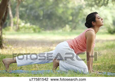 Young woman in lawn stretching View Large Photo Image Stock Image - Young woman in lawn stretching . Fotosearch