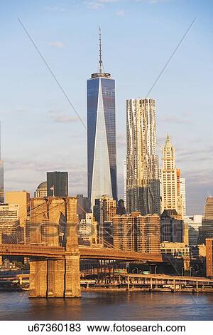 Brooklyn Bridge and Freedom Tower View Large Photo Image Stock Image - Brooklyn Bridge and Freedom Tower. Fotosearch