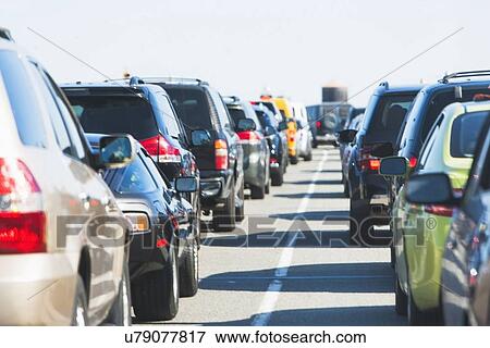 Stock Photo - Cars in traffic jam. Fotosearch
