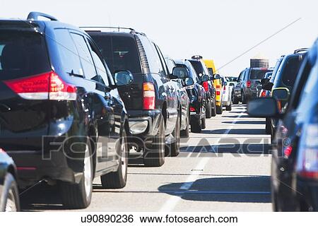 Stock Photograph - Cars in traffic jam. Fotosearch