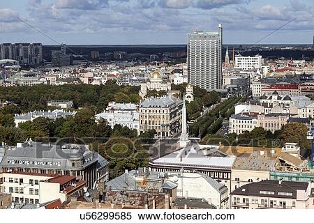 Stock Photography - Cityscape with lone skyscraper. Fotosearch