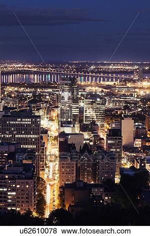 Stock Photo - Elevated view of city by night. Fotosearch