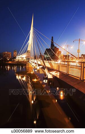 Illuminated footbridge View Large Photo Image Stock Photo - Illuminated footbridge . Fotosearch