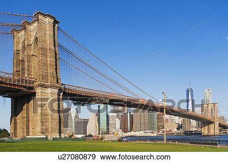 Stock Photo - Low angle view of Brooklyn Bridge. Fotosearch