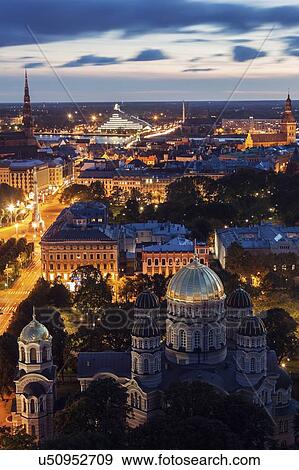 Nativity Cathedral and Riga skyline View Large Photo Image Stock Photo - Nativity Cathedral and Riga skyline. Fotosearch