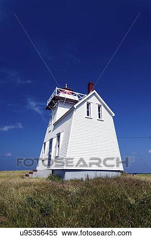 North Rustico Harbor Lighthouse against blue sky View Large Photo Image Stock Photography - North Rustico Harbor Lighthouse against blue sky. Fotosearch