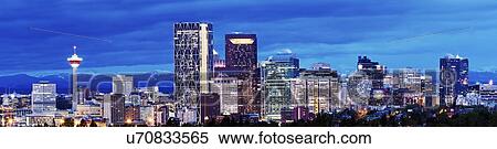 Panoramic view of city at dusk View Large Photo Image Stock Photography - Panoramic view of city at dusk. Fotosearch