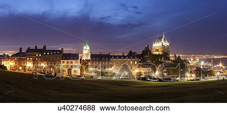 Stock Photo - Panoramic view of old city at dusk. Fotosearch