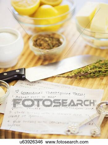 Recipe on table View Large Photo Image Stock Photograph - Recipe on table . Fotosearch