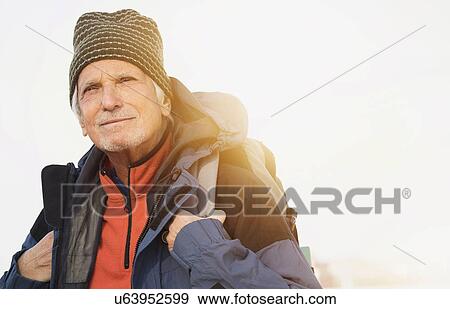 Senior man hiking View Large Photo Image Stock Photo - Senior man hiking. Fotosearch
