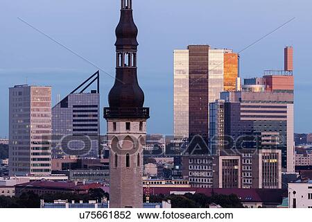 Tallinn Town Hall against cityscape View Large Photo Image Stock Image - Tallinn Town Hall against cityscape. Fotosearch