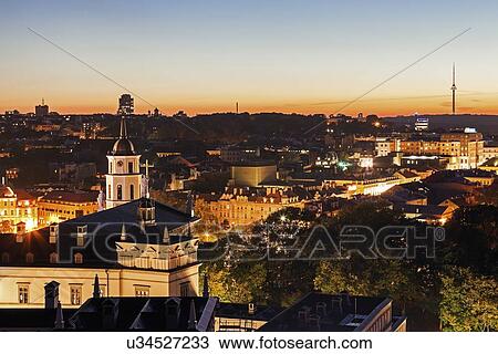 Stock Image - View of Cathedral Basilica of St Stanislaus and Vladislaus and old town. Fotosearch