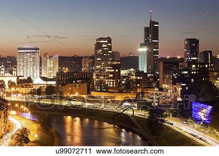 View of illuminated city at night View Large Photo Image Stock Image - View of illuminated city at night. Fotosearch