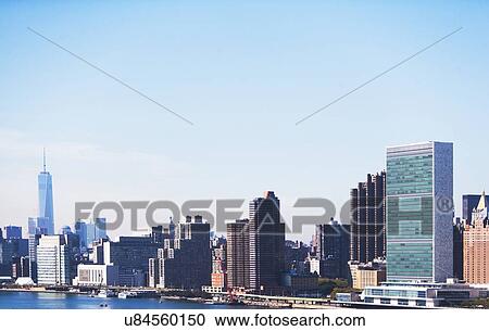 Stock Image - View of United Nations Headquarters. Fotosearch