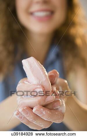 Woman washing hands with soap, close up View Large Photo Image Stock Photo - Woman washing hands with soap, close up. Fotosearch