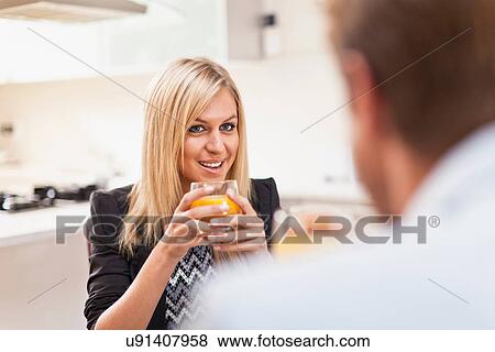 Businesswoman having breakfast View Large Photo Image Stock Photo - Businesswoman having breakfast. Fotosearch