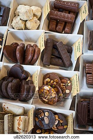 Close up of chocolates for sale View Large Photo Image Stock Image - Close up of chocolates for sale. Fotosearch