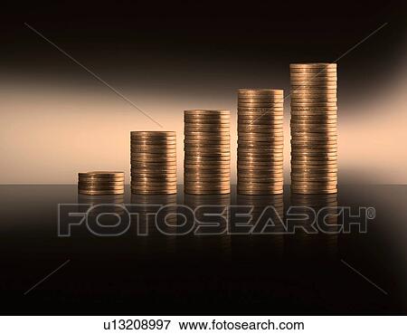 Close up of stacks of coins View Large Photo Image Stock Photo - Close up of stacks of coins. Fotosearch