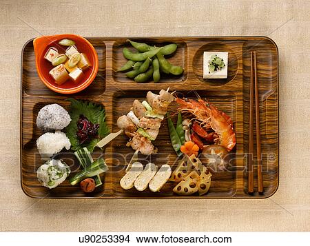 Picture - Close up of tray of food. Fotosearch