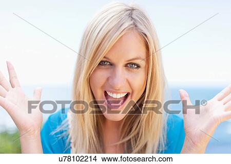 Close up of woman's smiling face View Large Photo Image Picture - Close up of woman's smiling face. Fotosearch