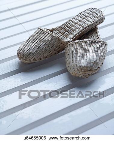 Close up of woven slippers View Large Photo Image Stock Photograph - Close up of woven slippers. Fotosearch