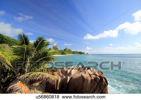 Stock Photo - Coast of La Digue, Seychelles. Fotosearch
