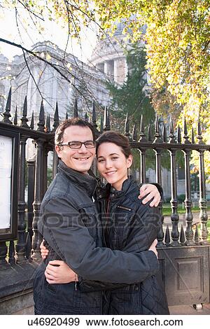 Couple outside St Paul's Cathedral View Large Photo Image Stock Photo - Couple outside St Paul's Cathedral. Fotosearch