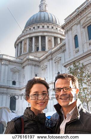 Stock Photo - Couple outside St Paul's Cathedral. Fotosearch