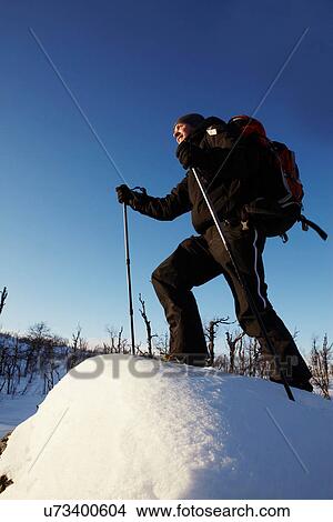 Cross-country skier walking in snow View Large Photo Image Picture - Cross-country skier walking in snow. Fotosearch