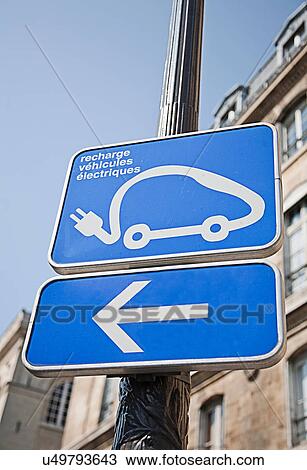 Electric car charging station sign View Large Photo Image Stock Image - Electric car charging station sign. Fotosearch