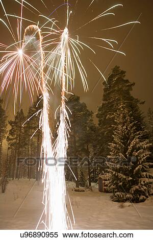 Fireworks in snowy field View Large Photo Image Stock Photography - Fireworks in snowy field. Fotosearch