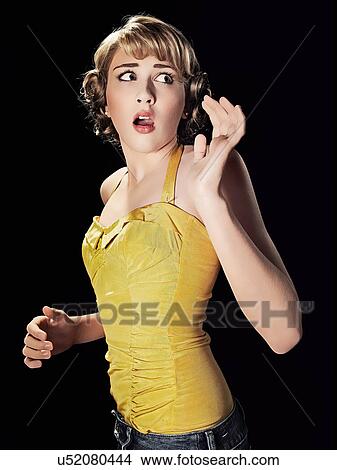 Frightened girl gasping View Large Photo Image Picture - Frightened girl gasping. Fotosearch