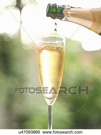 Glass of champagne outdoors View Large Photo Image Stock Photograph - Glass of champagne outdoors. Fotosearch