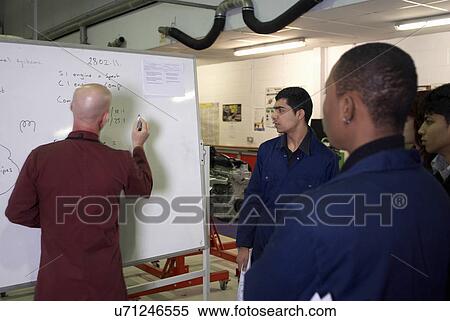 Mechanics teacher writing on board View Large Photo Image Stock Photography - Mechanics teacher writing on board. Fotosearch