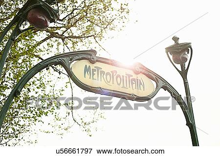 Stock Photo - Metro sign in Paris. Fotosearch