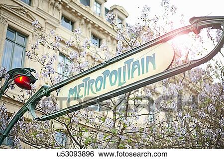 Metro sign in Paris View Large Photo Image Stock Photograph - Metro sign in Paris. Fotosearch