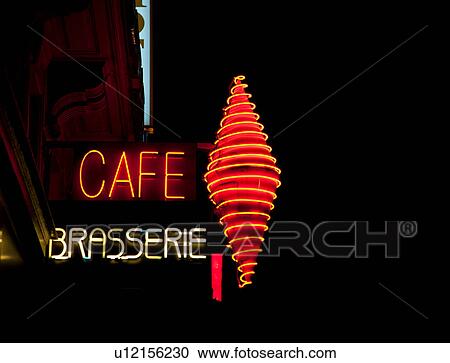 Stock Image - Neon cafe sign. Fotosearch