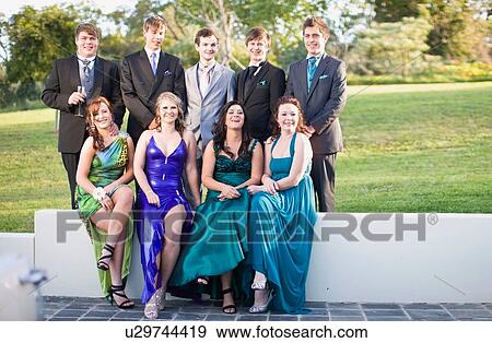 Teenagers in formal wear posing together View Large Photo Image Stock Photo - Teenagers in formal wear posing together. Fotosearch