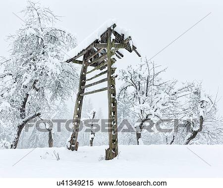 Slovenia in Winter: Hayracks and Apple trees View Large Photo Image Stock Photography - Slovenia in Winter: Hayracks and Apple trees. Fotosearch