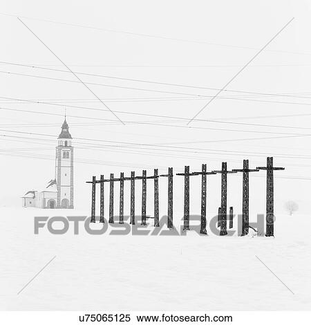 Stock Photography - Slovenia in Winter: lines drawn. Fotosearch