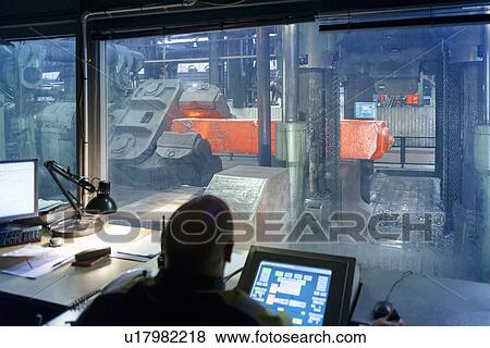 Stock Photo - "4, 500 tonne forging press control room in steelworks". Fotosearch