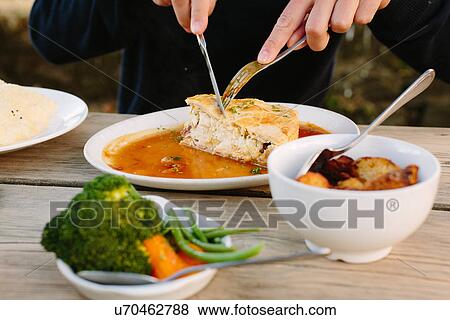 Chicken and leek pie View Large Photo Image Stock Photo - Chicken and leek pie. Fotosearch