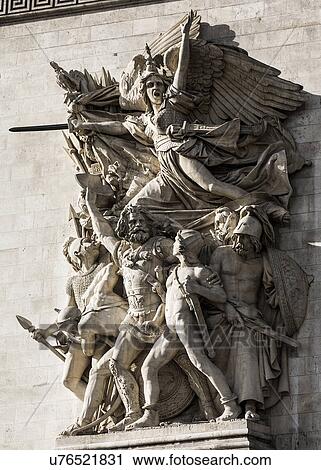 Stock Image - "Detail of sculpture on Pont Alexandre III, Paris, France". Fotosearch