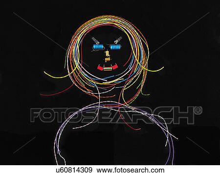Girl made up of electrical wires and components View Large Photo Image Stock Photo - Girl made up of electrical wires and components. Fotosearch