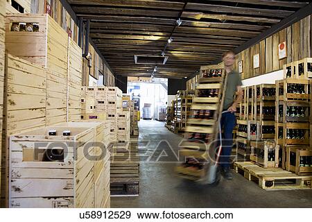 Man working in wine warehouse View Large Photo Image Stock Photo - Man working in wine warehouse. Fotosearch