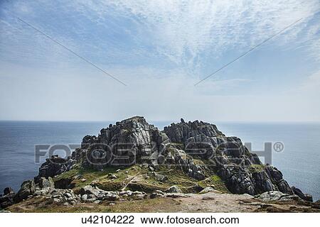 Stock Image - "View of Logan Rock, Cornwall, UK". Fotosearch