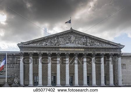 Stock Image - "View of the National Assembly building, Paris, France". Fotosearch